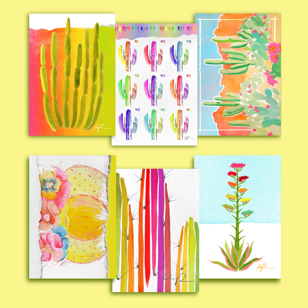 Set of 6 Postcards: Technicolor Botanical