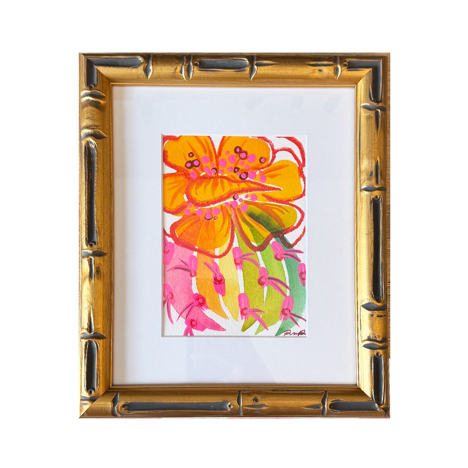 "Sun Petaled Prickly" Framed Original Watercolor on Paper