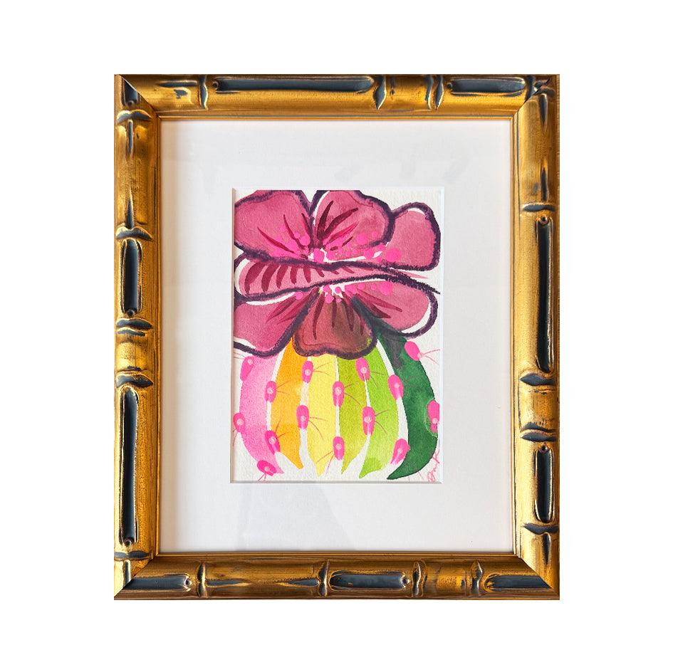 "Purple Petaled Prickly" Framed Original Watercolor on Paper