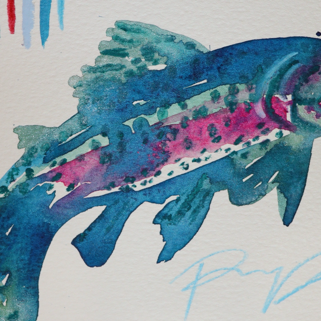 "Trout in Teal" Original Watercolor on Paper