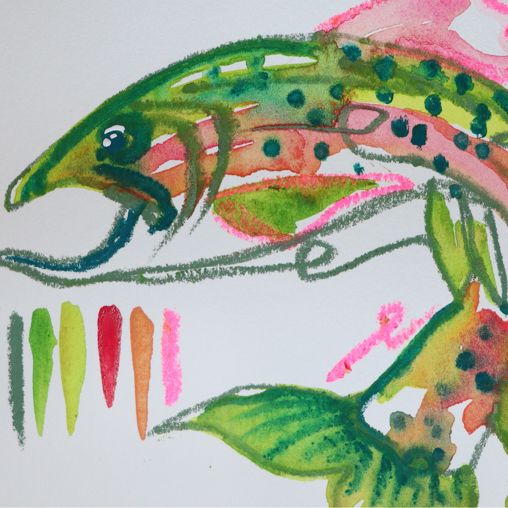 "Trout Delight" Original Watercolor on Paper