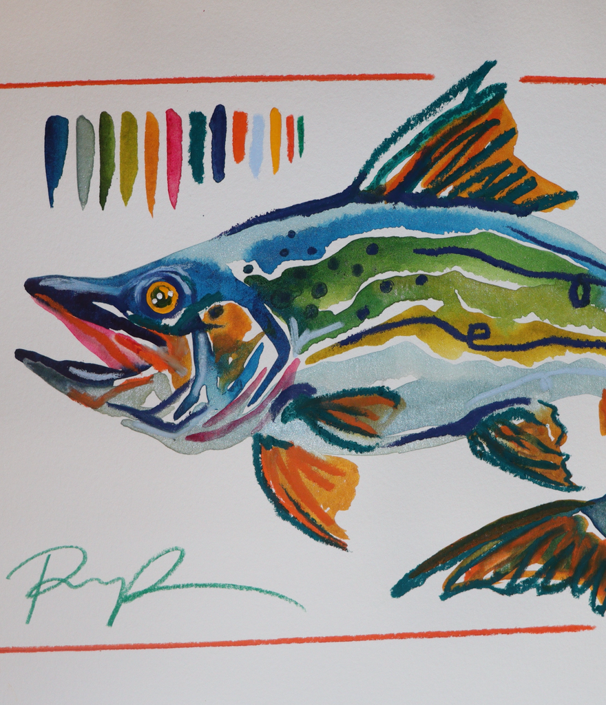 "Trout Thrash" Original Watercolor on Paper