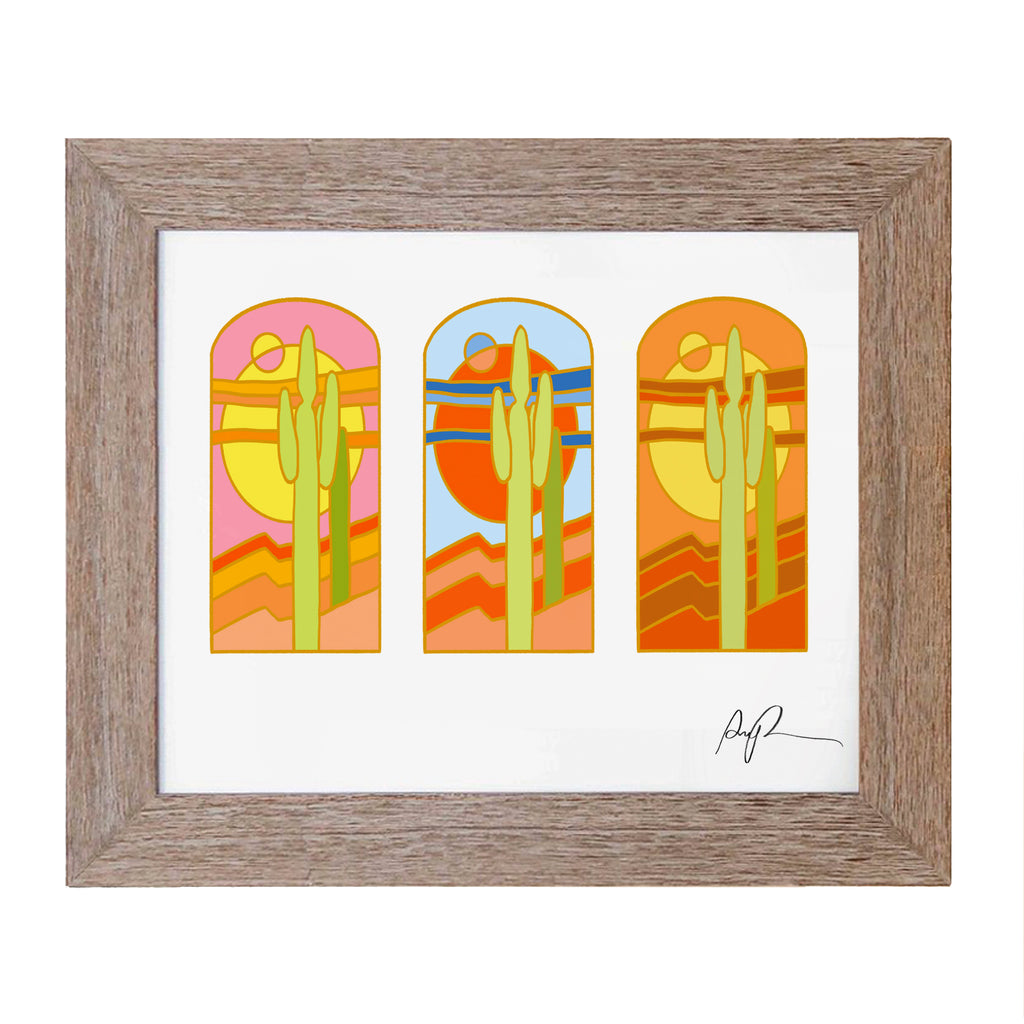 "Stained Glass Saguaros" Art Print