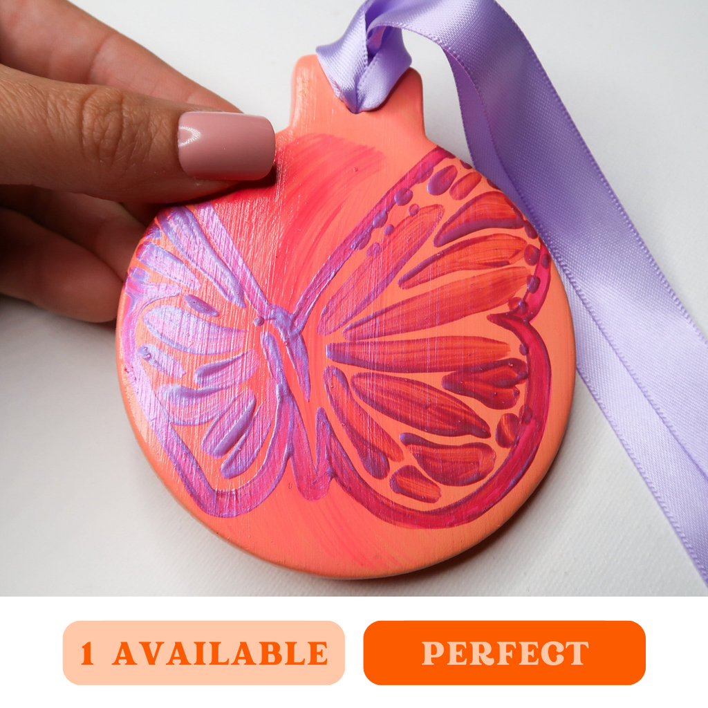 "Wings that Shine" Handpainted Ceramic Ornament