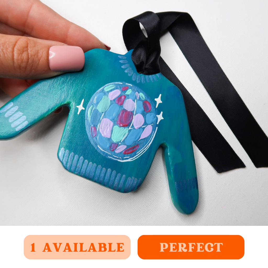 "Dressed in Disco" Handpainted Ceramic Ornament