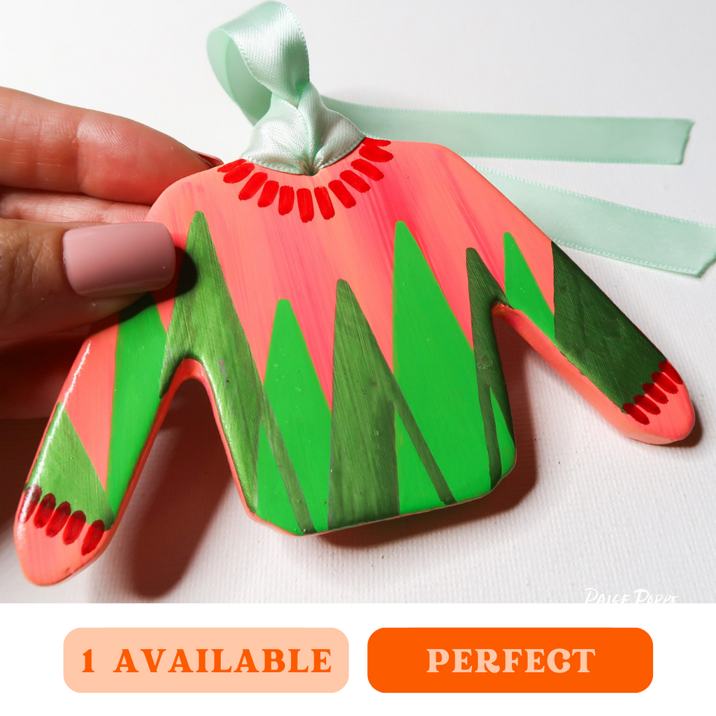 "Trimmed with Trees" Handpainted Ceramic Ornament