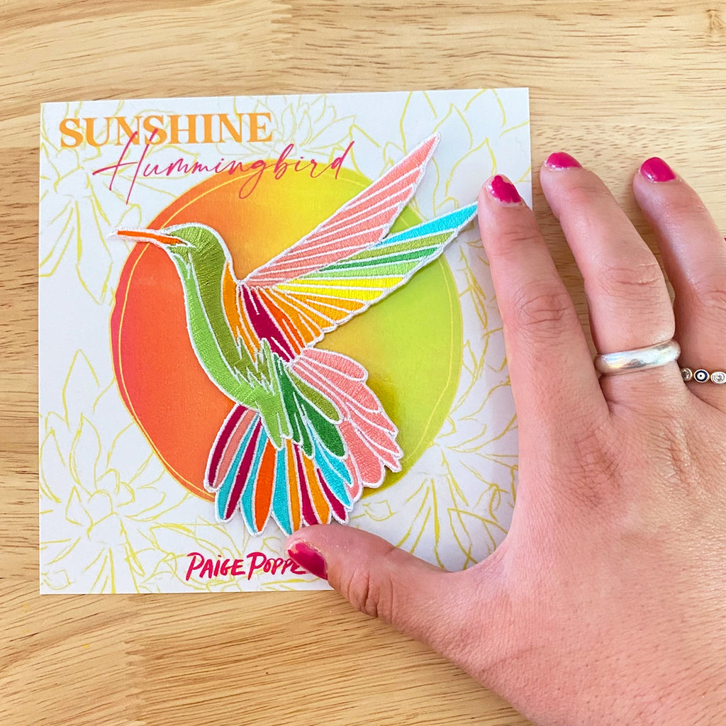 "Sunshine Hummingbird" Embroidered Patch