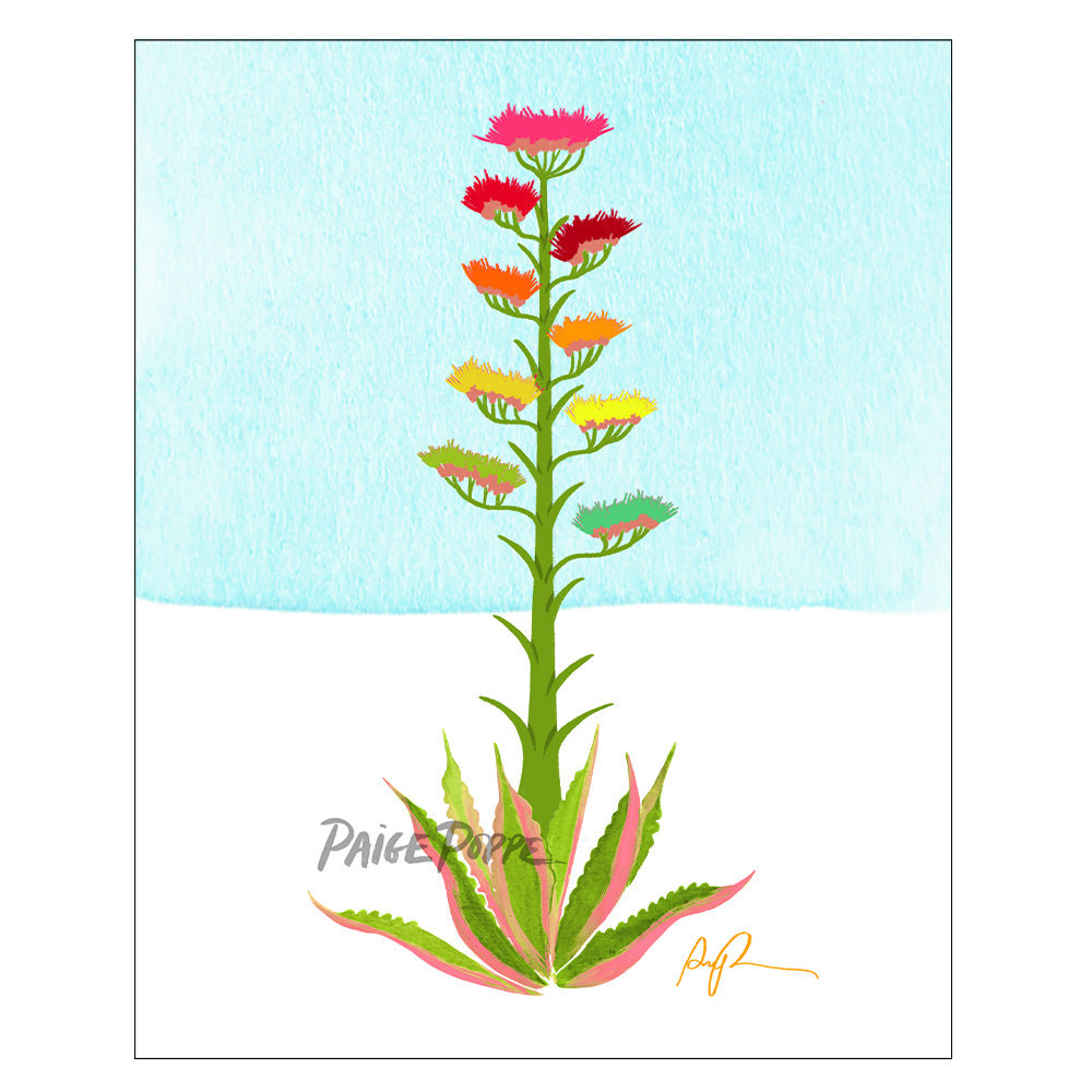"Technicolor Agave" Watercolor Art Print