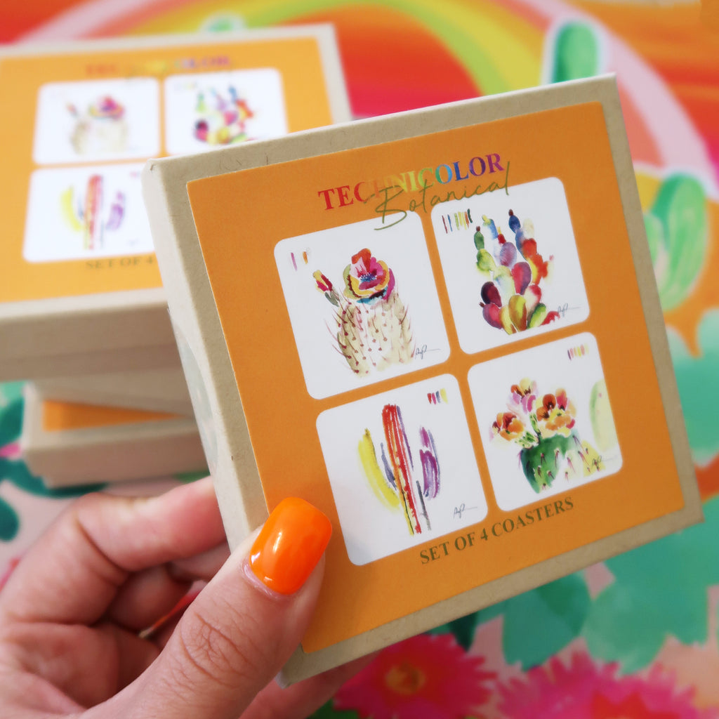 "Technicolor Botanical" Boxed Coaster Set