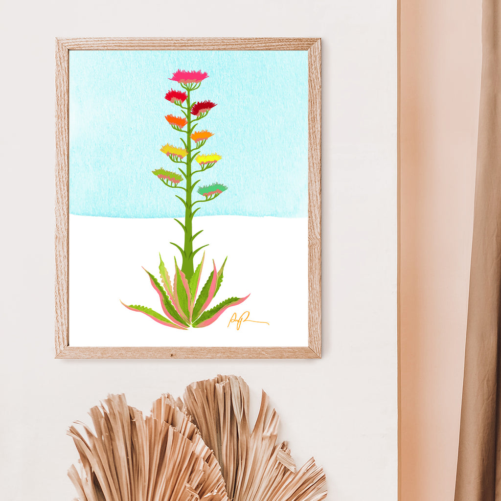 "Technicolor Agave" Watercolor Art Print