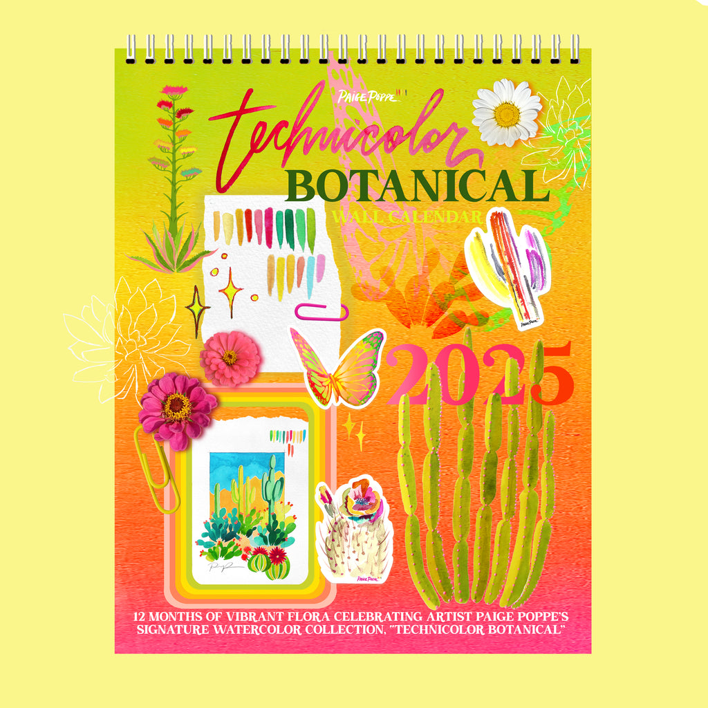 "Technicolor Botanical" 2025 Wall Calendar Bundle