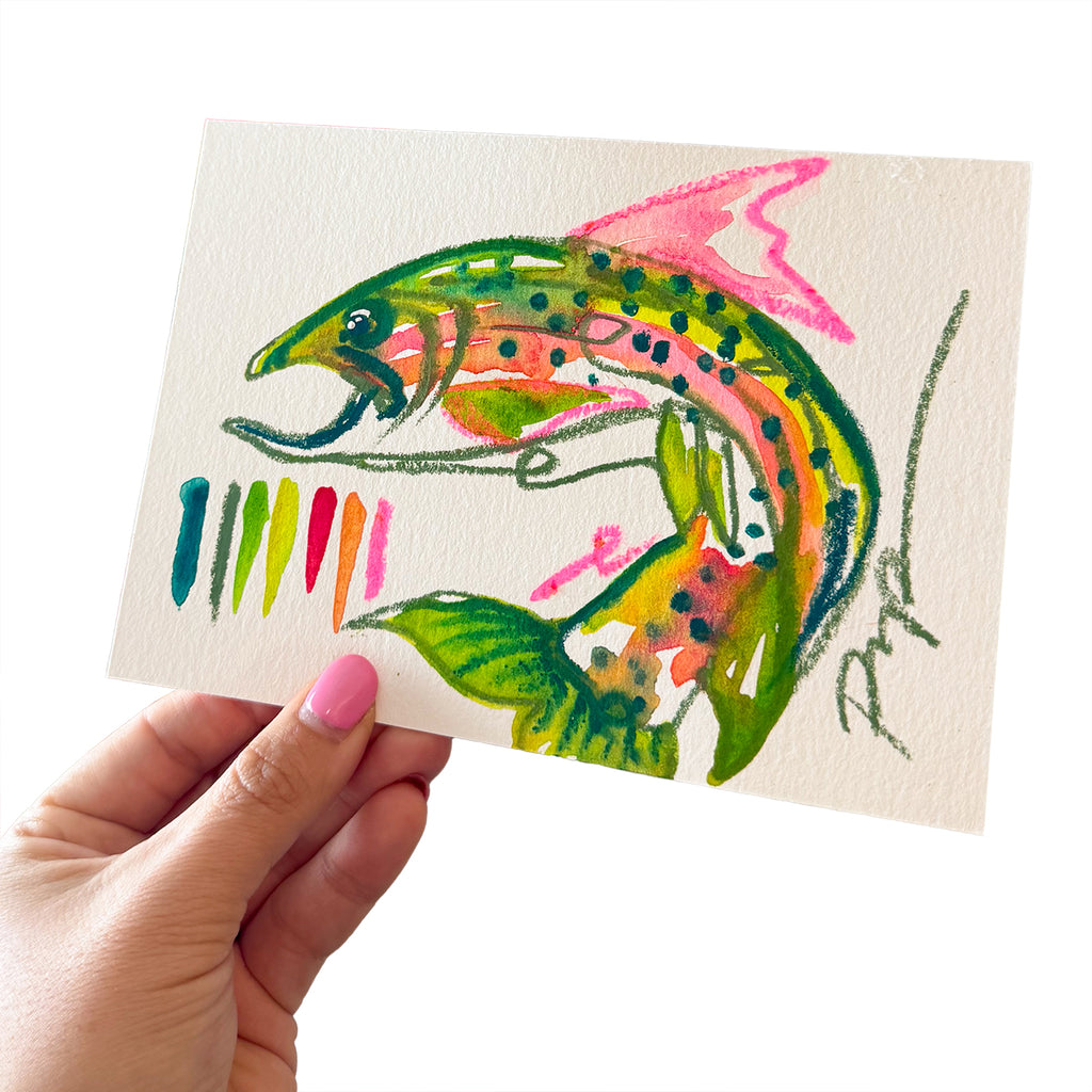 "Trout Delight" Original Watercolor on Paper