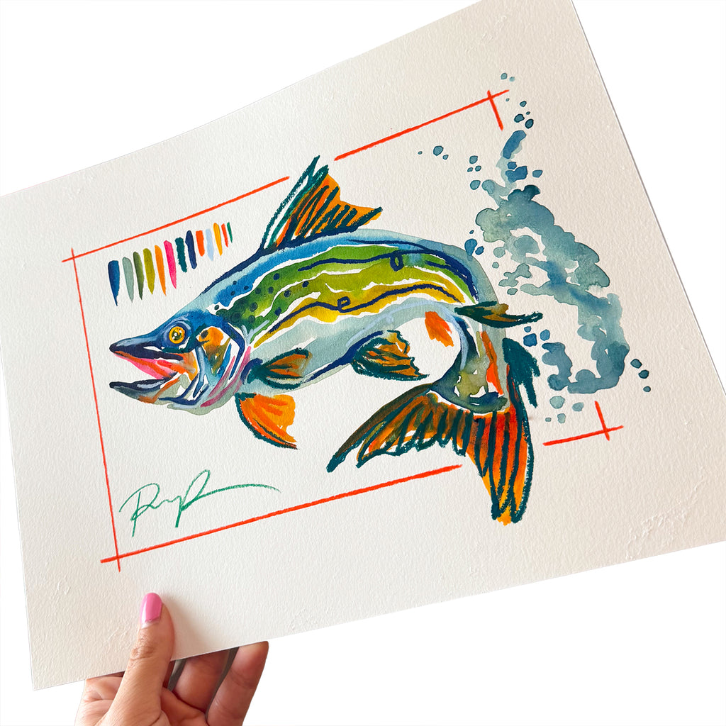 "Trout Thrash" Original Watercolor on Paper