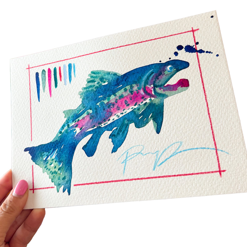 "Trout in Teal" Original Watercolor on Paper