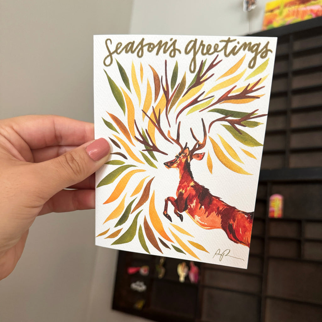 "Botanical Buck" Holiday Greeting Card