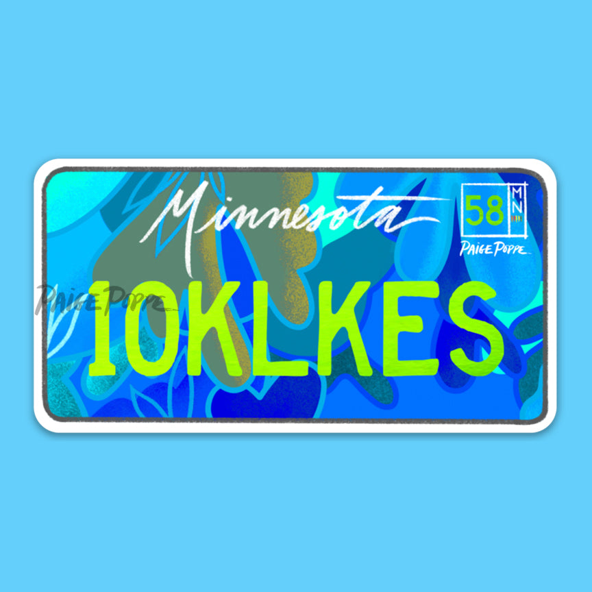 "10k Lakes" Minnesota License Plate Sticker