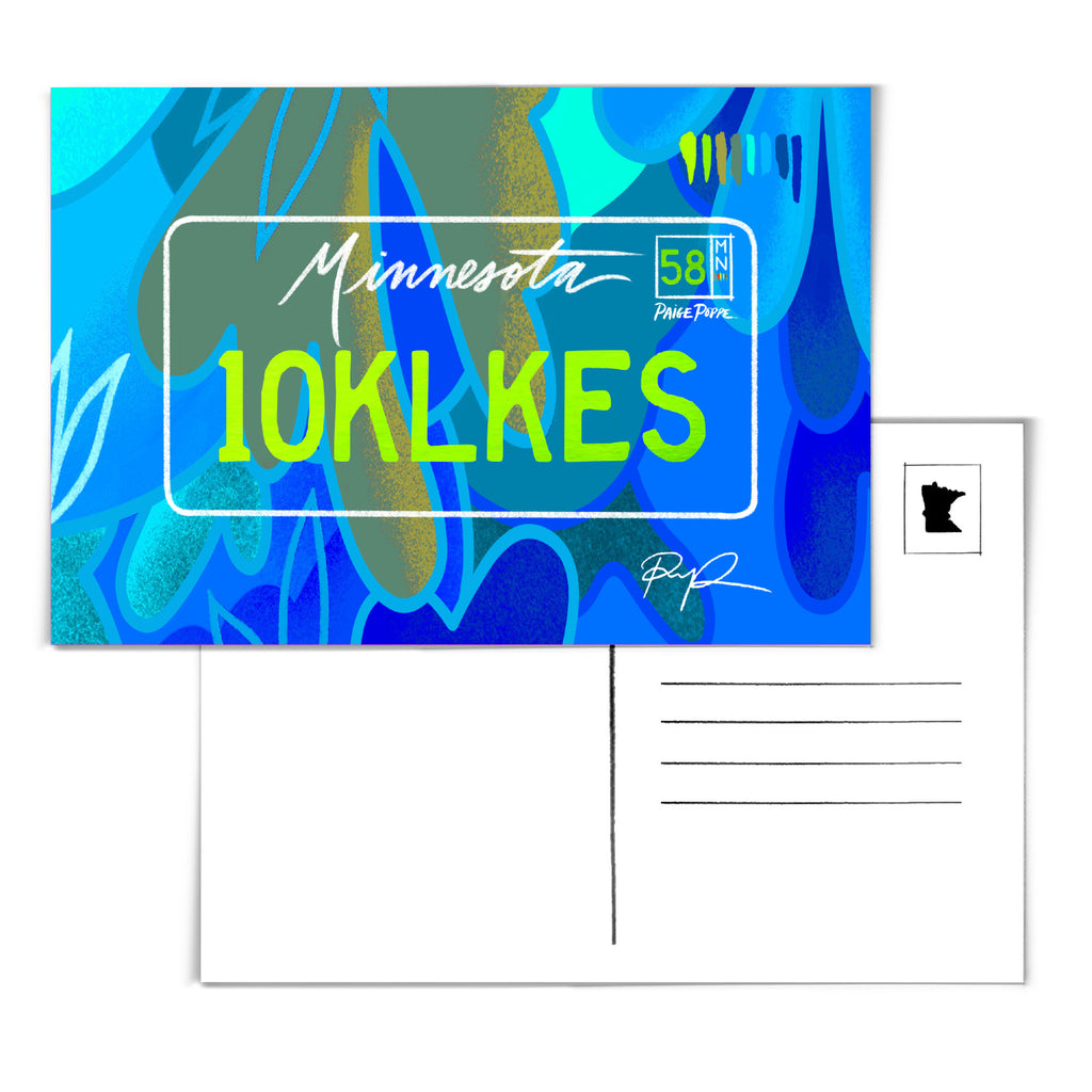"10K Lakes" Minnesota License Plate Postcard