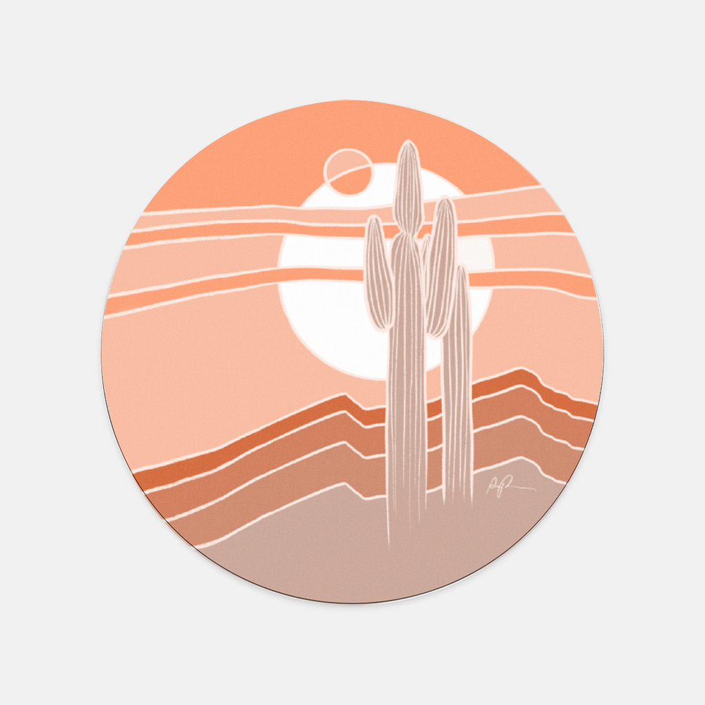 "Saguaros Eclipse" Round Mousepad
