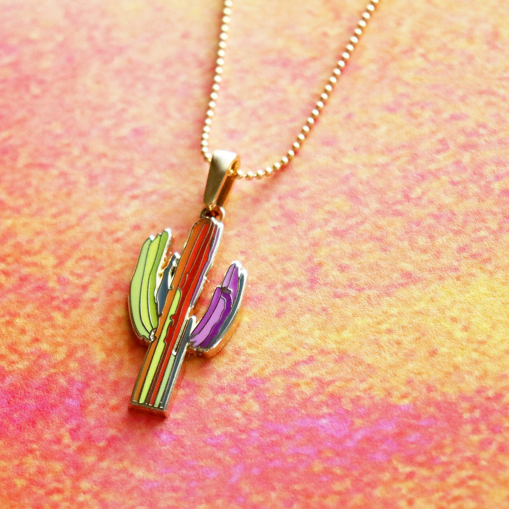 "Technicolor Saguaro" Short Necklace