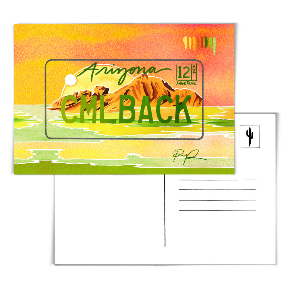 "Camelback Mountain" Arizona License Plate Postcard