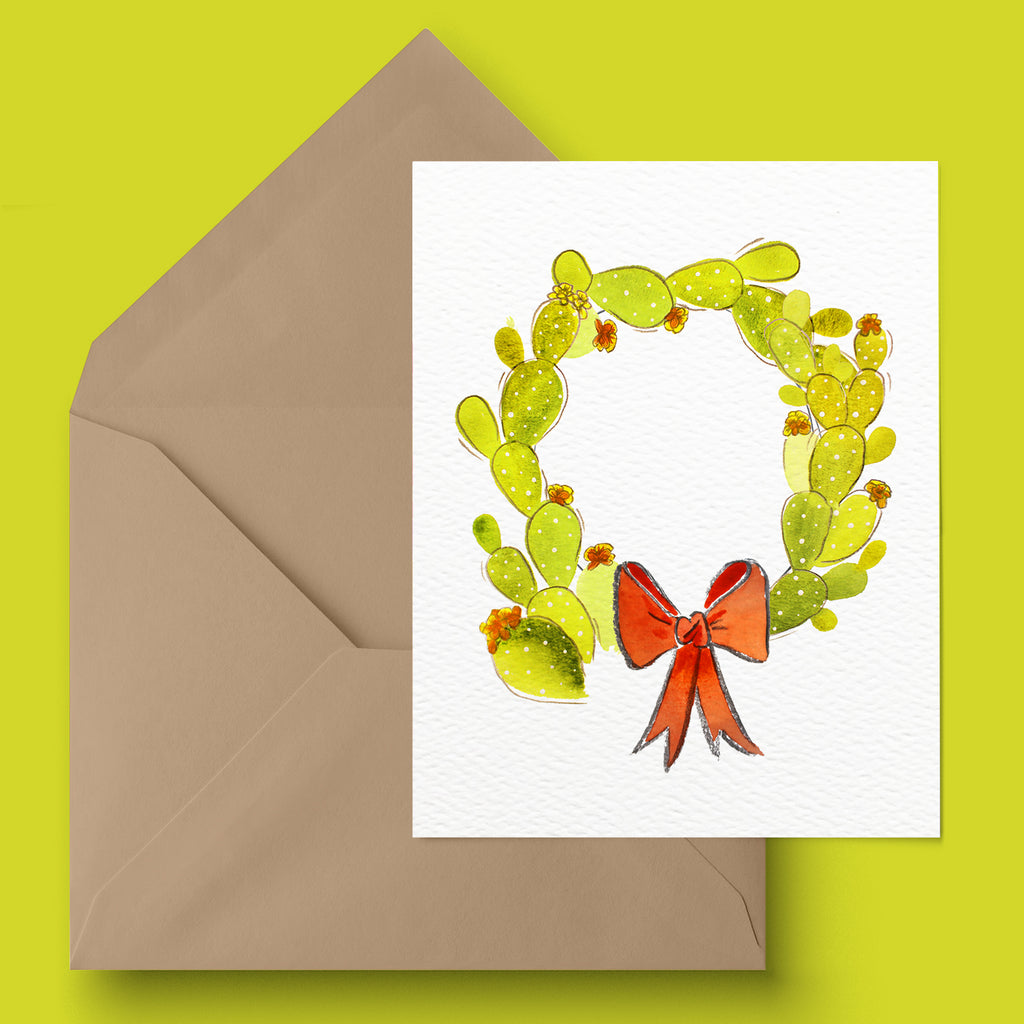 "Cacti Wreath" Holiday Card