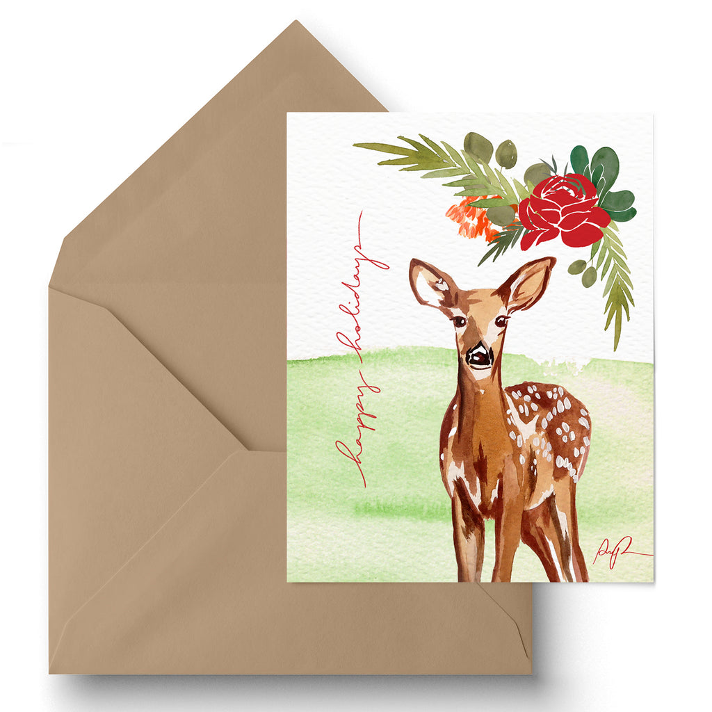 "Festive Fawn" Holiday Card