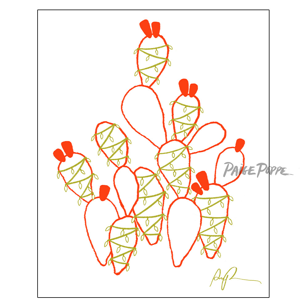 "Festive Opuntia" Holiday Art Print