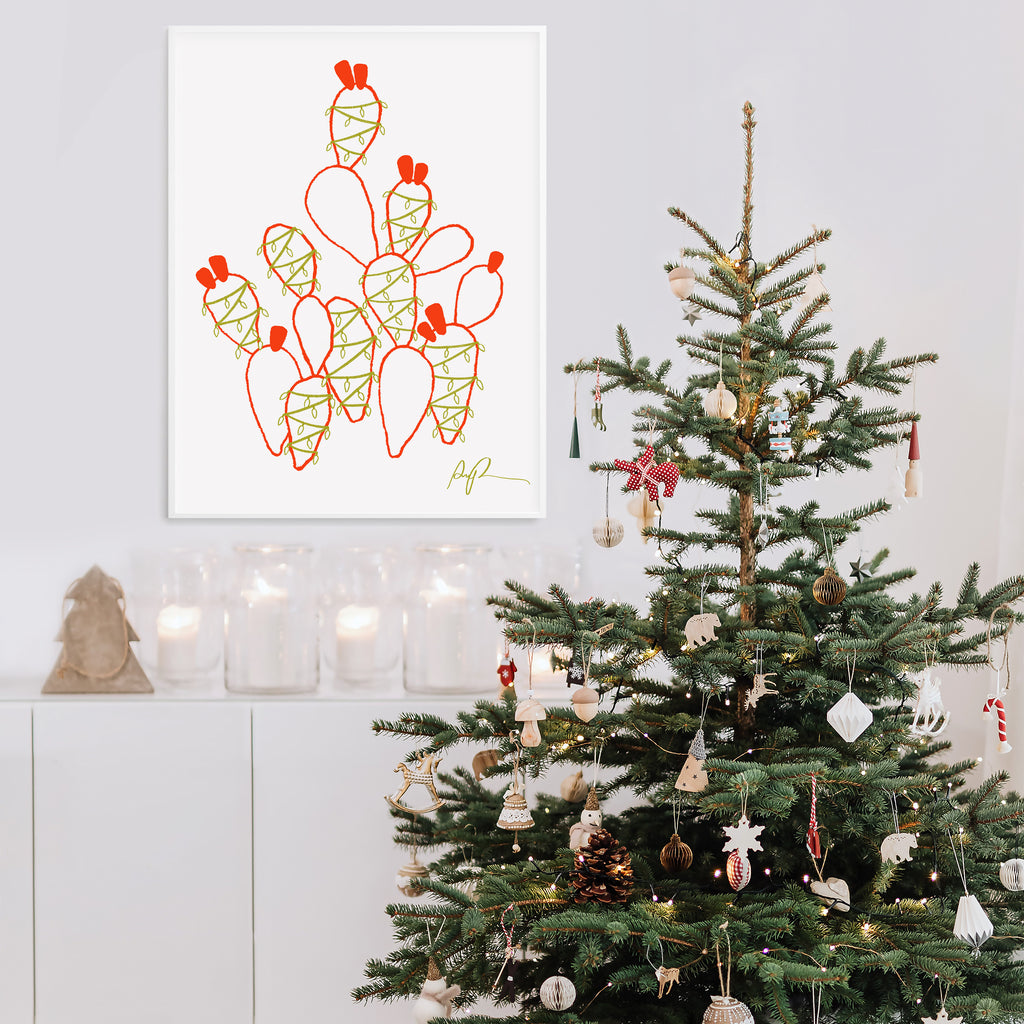 "Festive Opuntia" Holiday Art Print