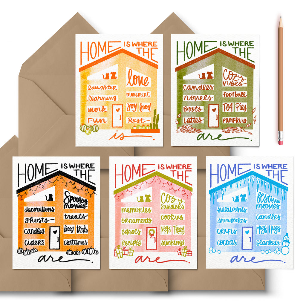 "Home Is" Greeting Card Collection, Set of 5