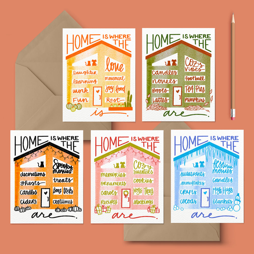 "Home Is" Greeting Card Collection, Set of 5