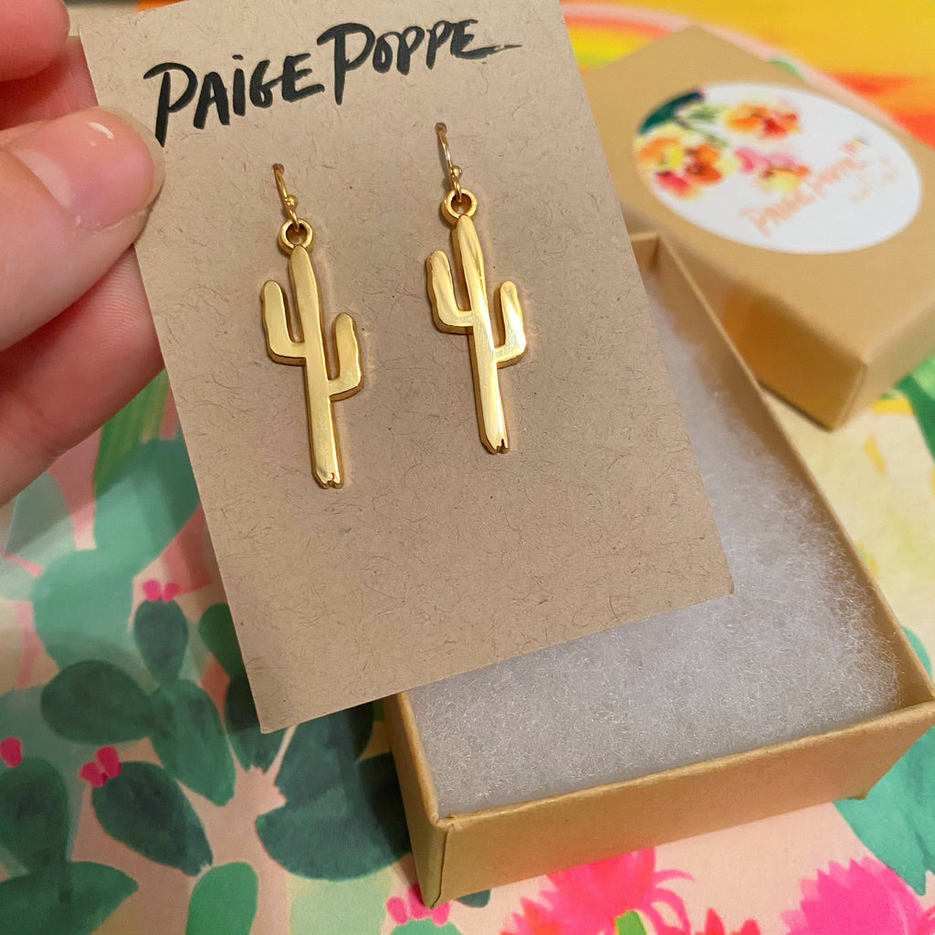 "Golden Saguaro" Earrings