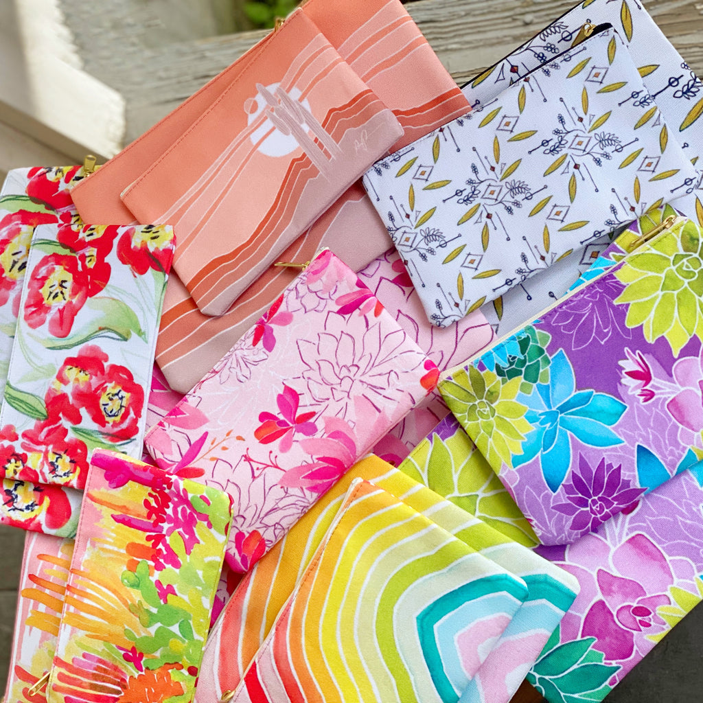"Blooming Tulips" Patterned Pouches