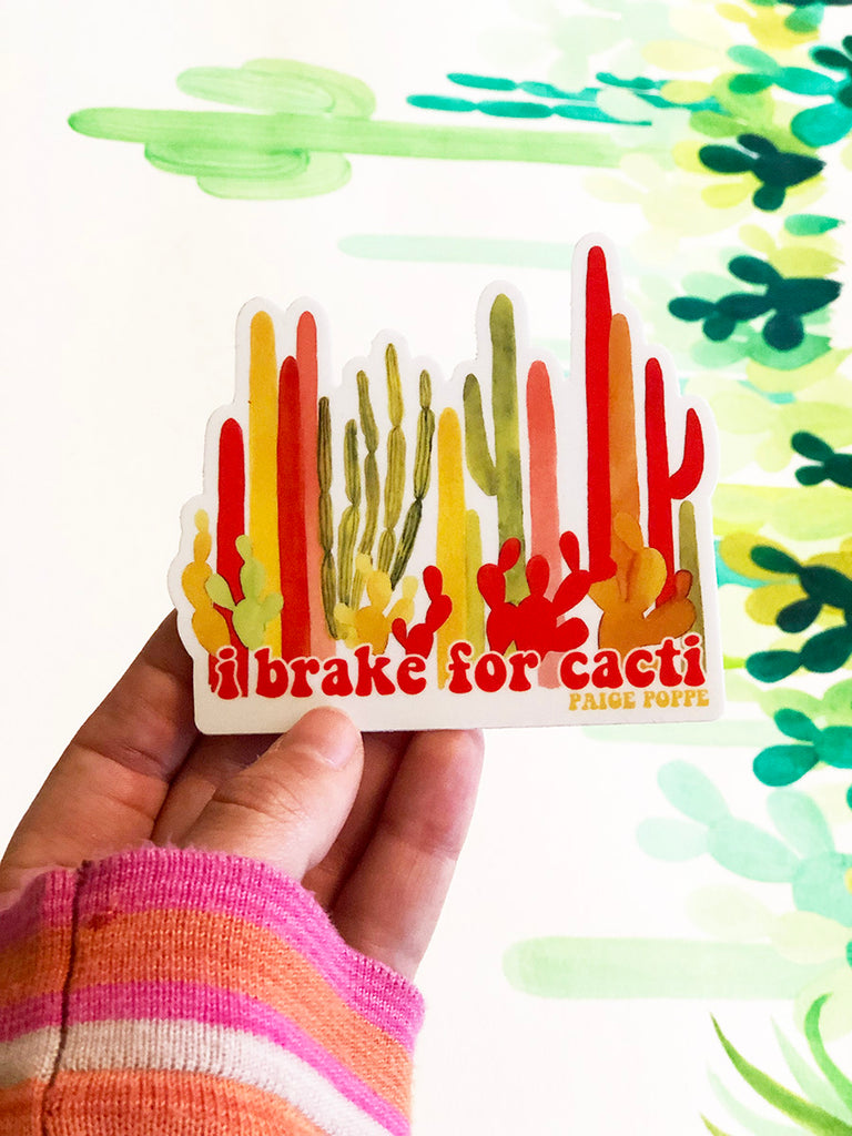 "I Brake for Cacti" Sticker