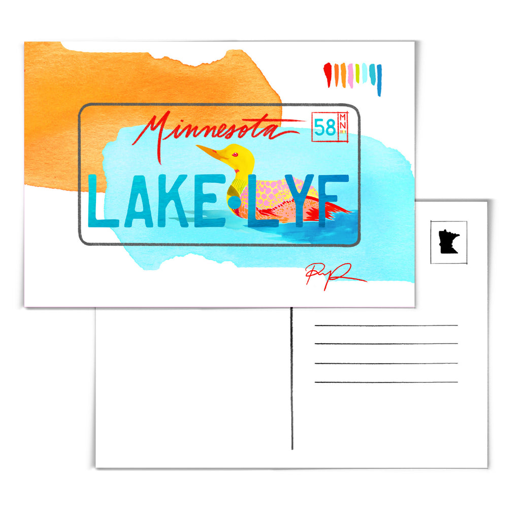 "Lake Life" Minnesota License Plate Postcard