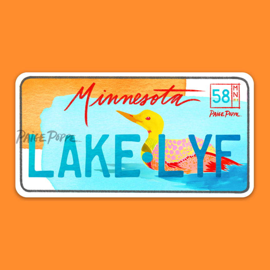 "Lake Life" Minnesota License Plate Sticker