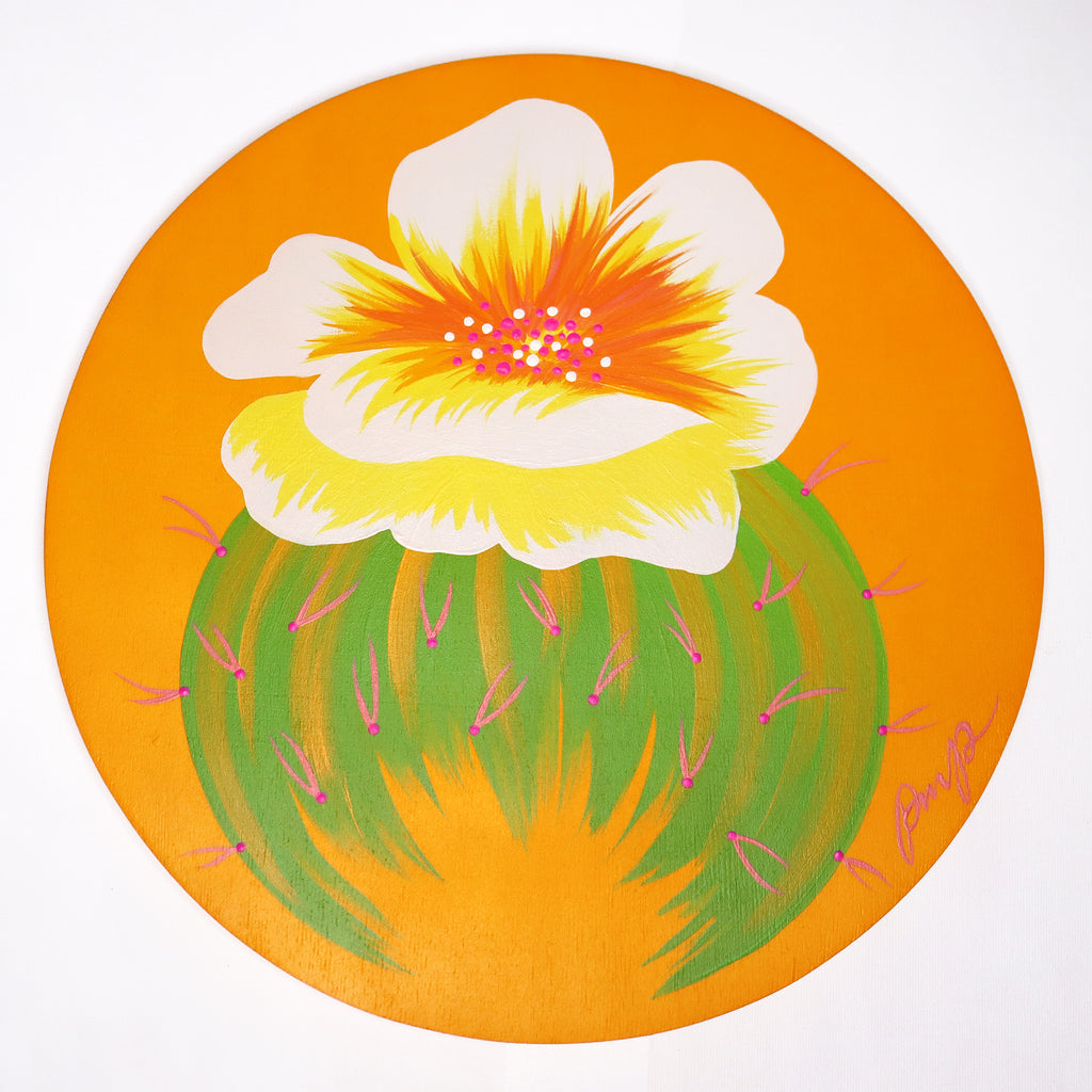 "Marigold Bloom" Original Round Painting