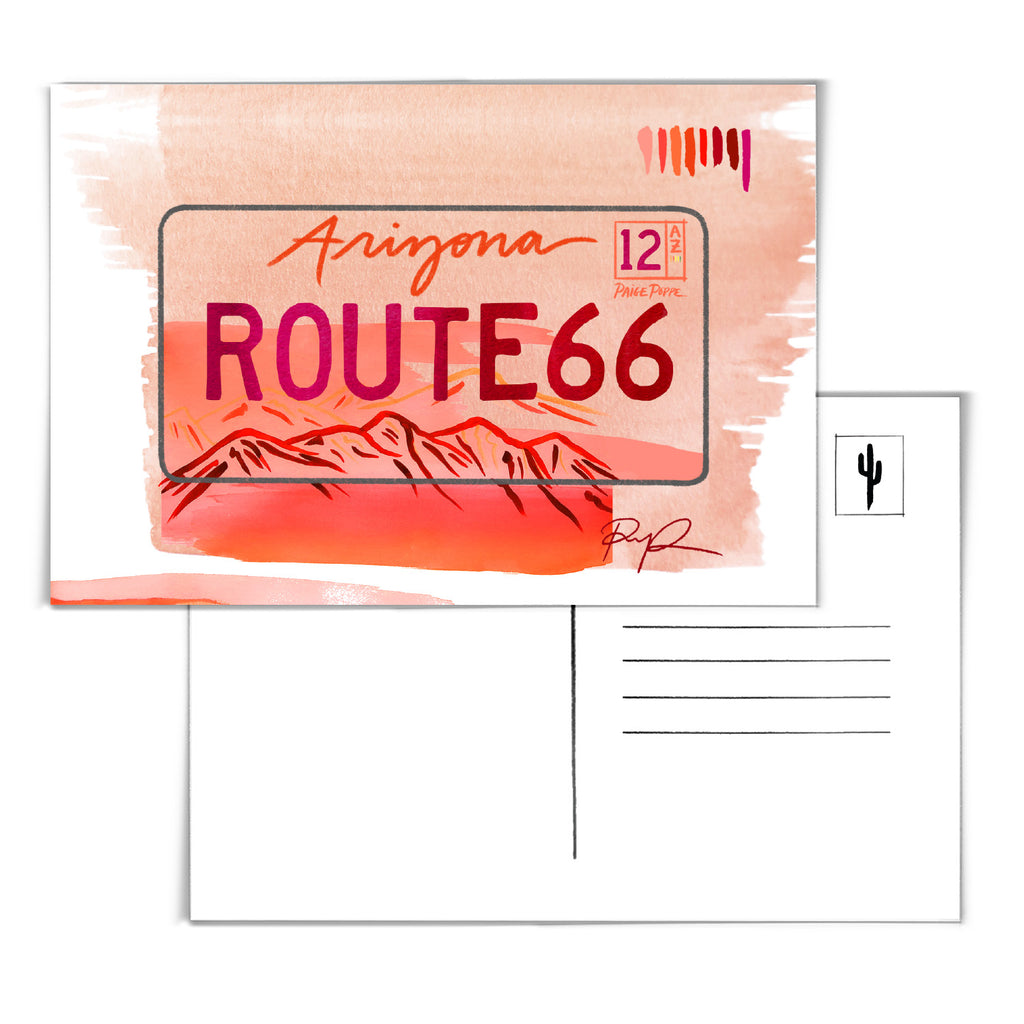 "Route 66" Arizona License Plate Postcard