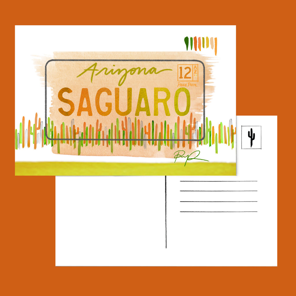 "Saguaro" Arizona License Plate Postcard