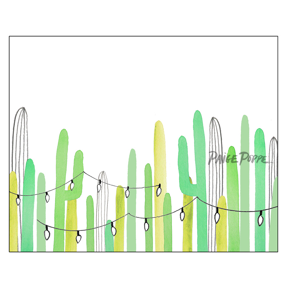 "Saguaro Lights" Landscape Holiday Art Print