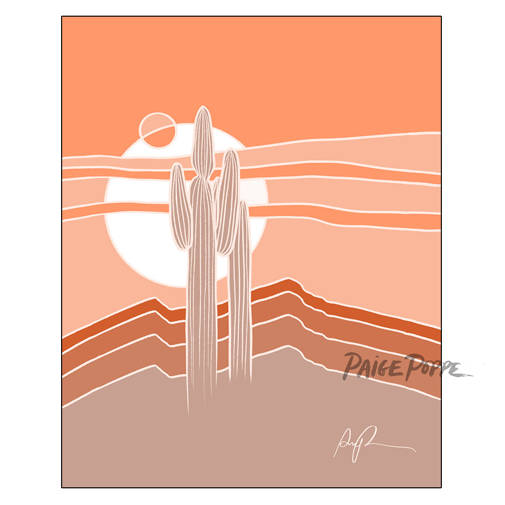 "Saguaros Eclipse" Vertical Art Print