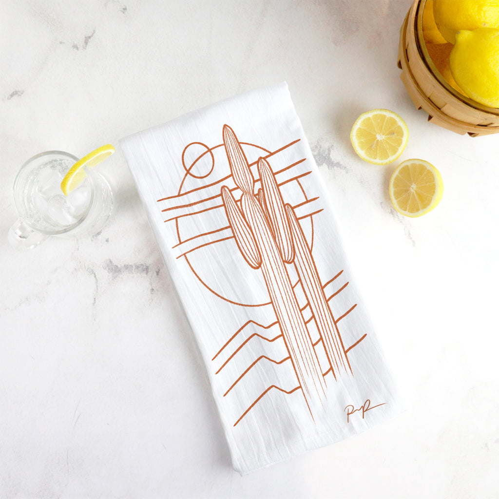 "Saguaros Eclipse" Tea Towel