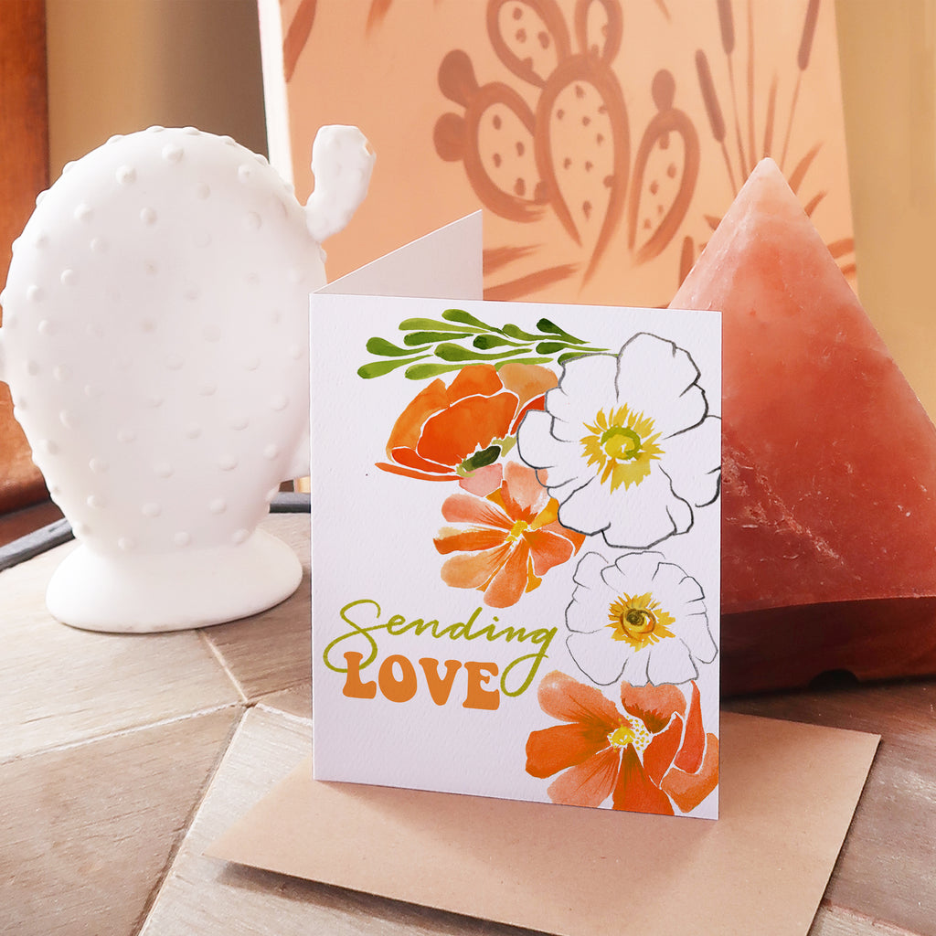 "Sending Love" Floral Greeting Card