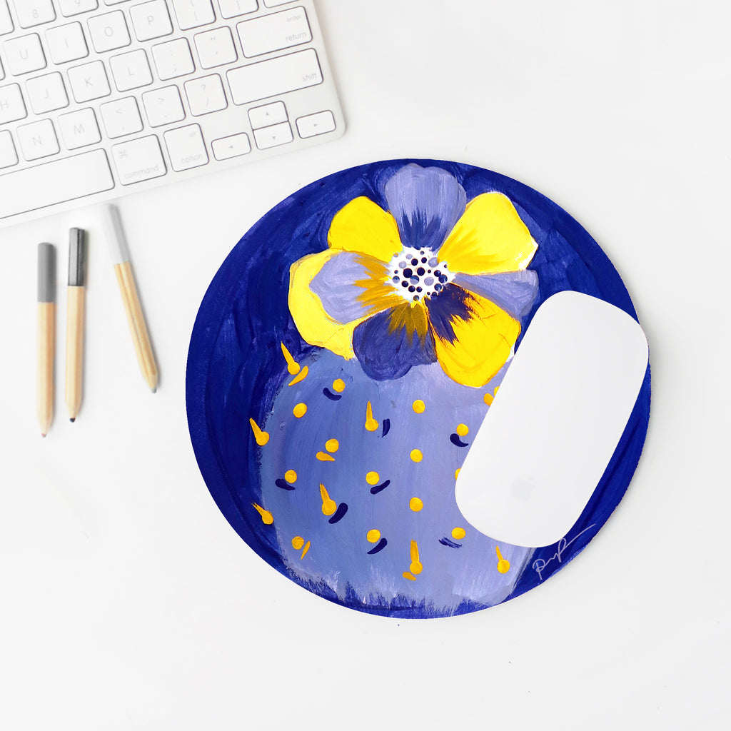"Painted Bloom" Round Mousepad