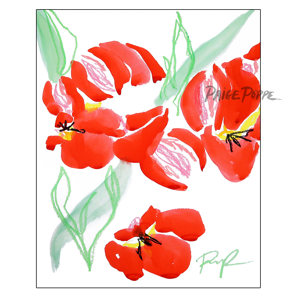 "Ruby Tulips" Watercolor Print