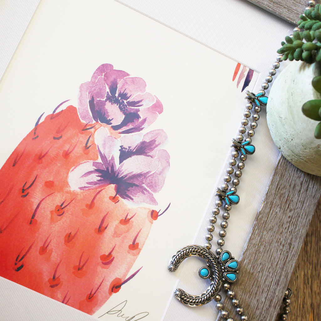 "Candy Bloom" Prickly Pear Watercolor Print