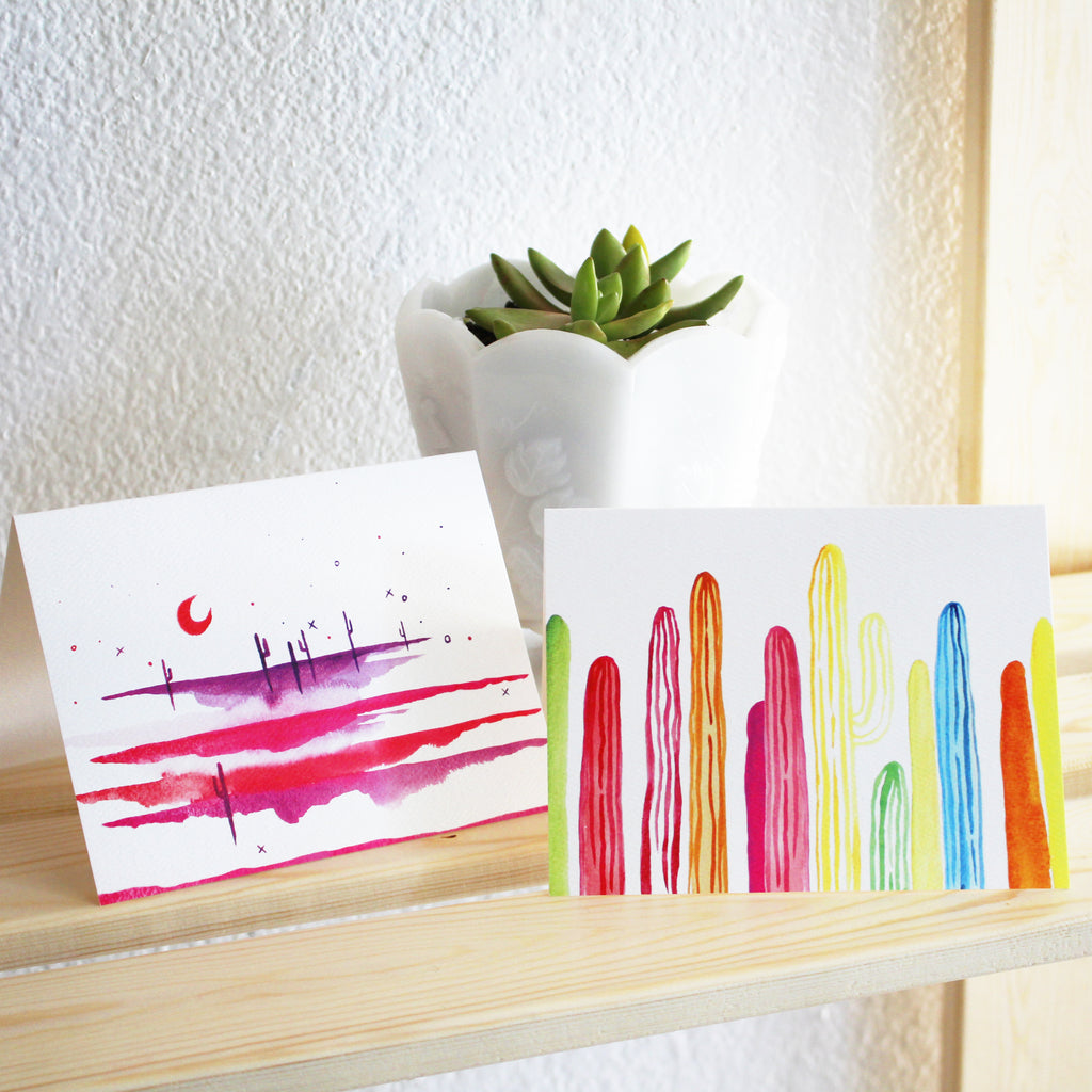 "Rainbow Saguaros" Greeting Card