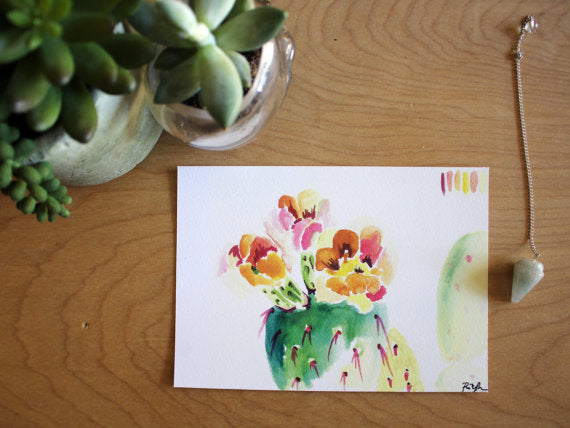 "Technicolor Prickly Pear" Watercolor Print