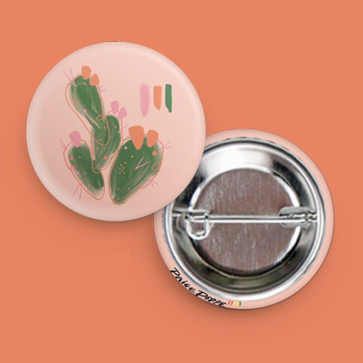 "Peachy Prickly" Watercolor Button